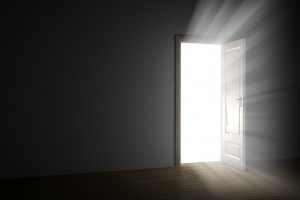 bright light through an open door in empty room