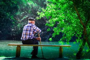 senior man elderly contemplation thinking mindfullness meditation
