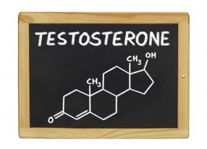 chemical formula of testosterone on a blackboard