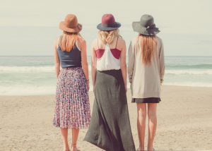 young australian women back portrait group beach hats_oncology news australia